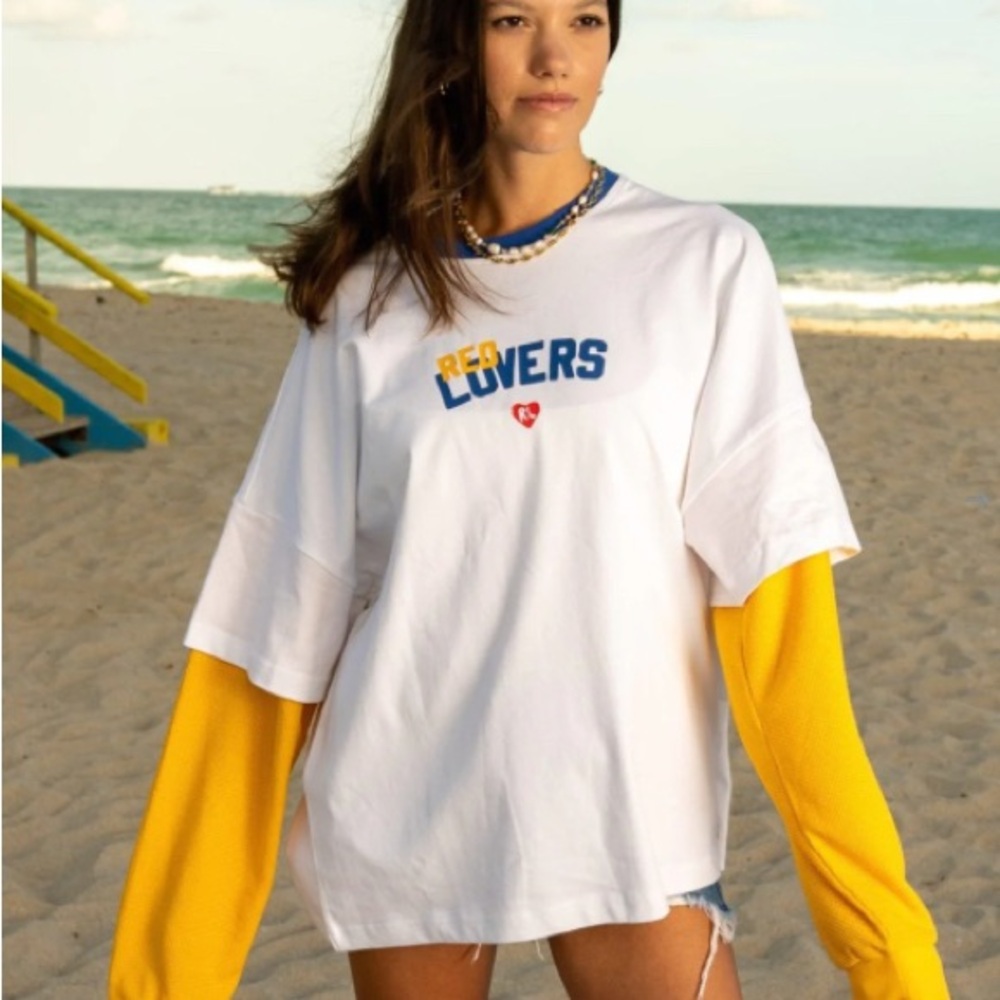 White and Yellow Long Sleeve Women's Tee